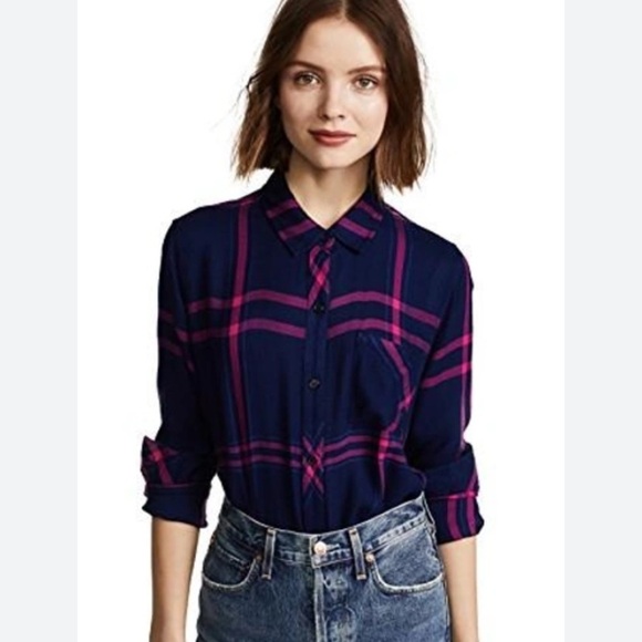 Rails | Women’s Hunter Button down Shirt in Navy/Lipstick Size XS - Picture 1 of 9